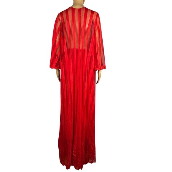 Vintage Jenelle of California Red Nylon Peignoir Set Sz M P Robe Pants Hollywood - Picture 12 of 16